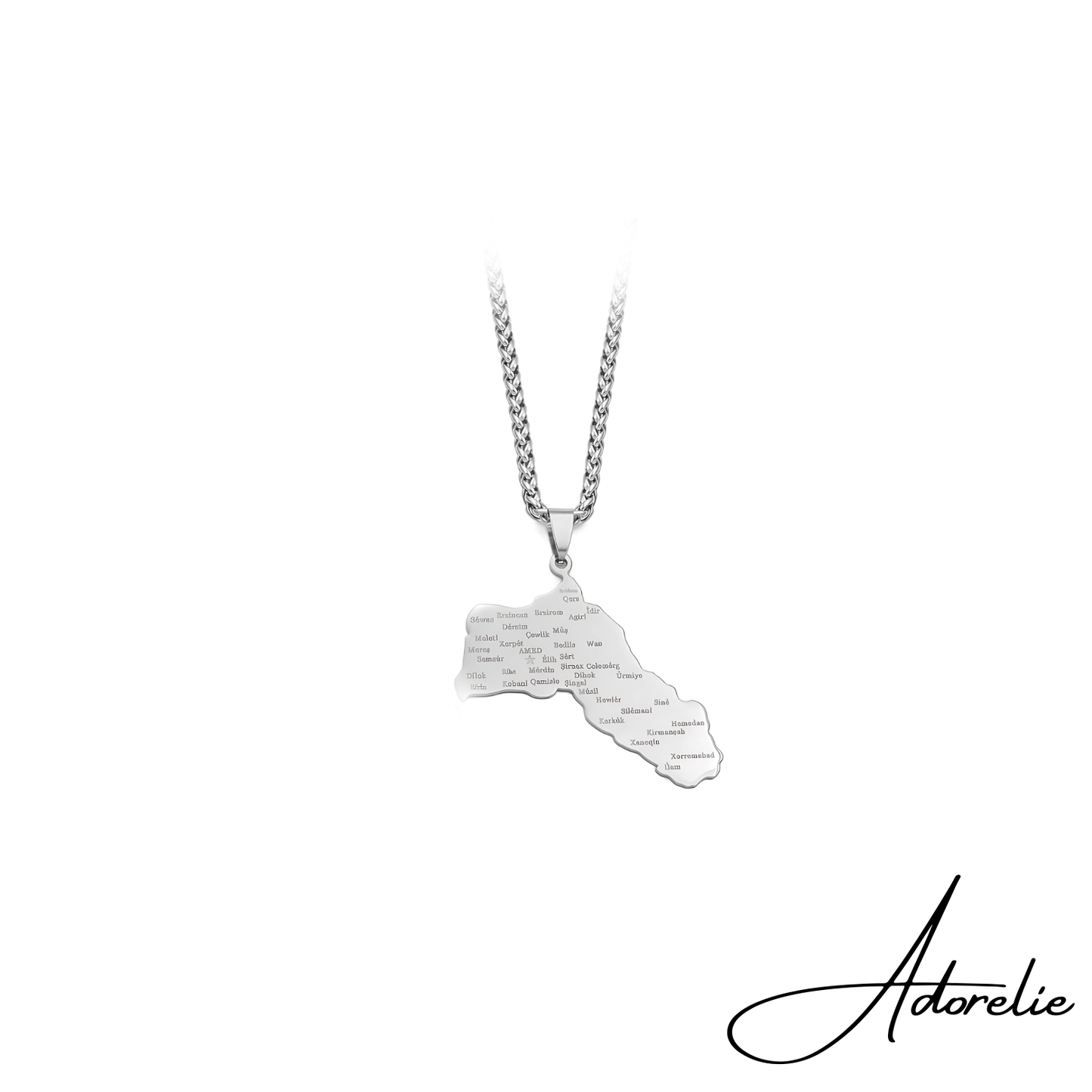 Adorelie™ Kurdistan🏴 Halskette mit Karte