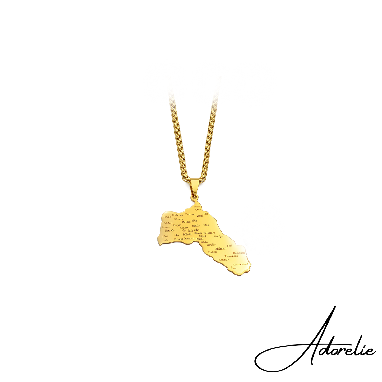 Adorelie™ Kurdistan🏴 Halskette mit Karte