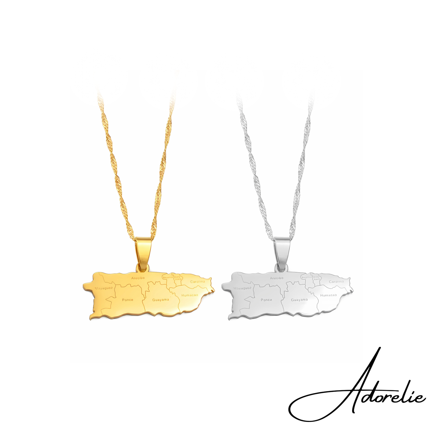 Adorelie⢠Puerto Ricošµš· Necklace with Map