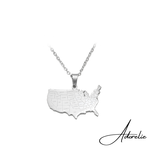 Adorelie⢠Americašŗšø Necklace with Map